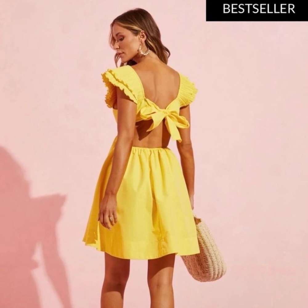 Yellow flutter cutout dress vici collection